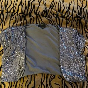 Silver Sparkly cardigan. Express